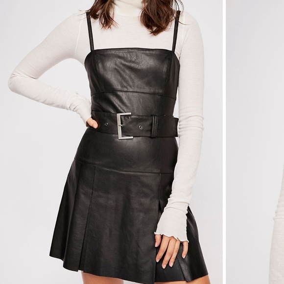 FREE PEOPLE SWEET TALK VEGAN LEATHER DRESS - Picture 1 of 3